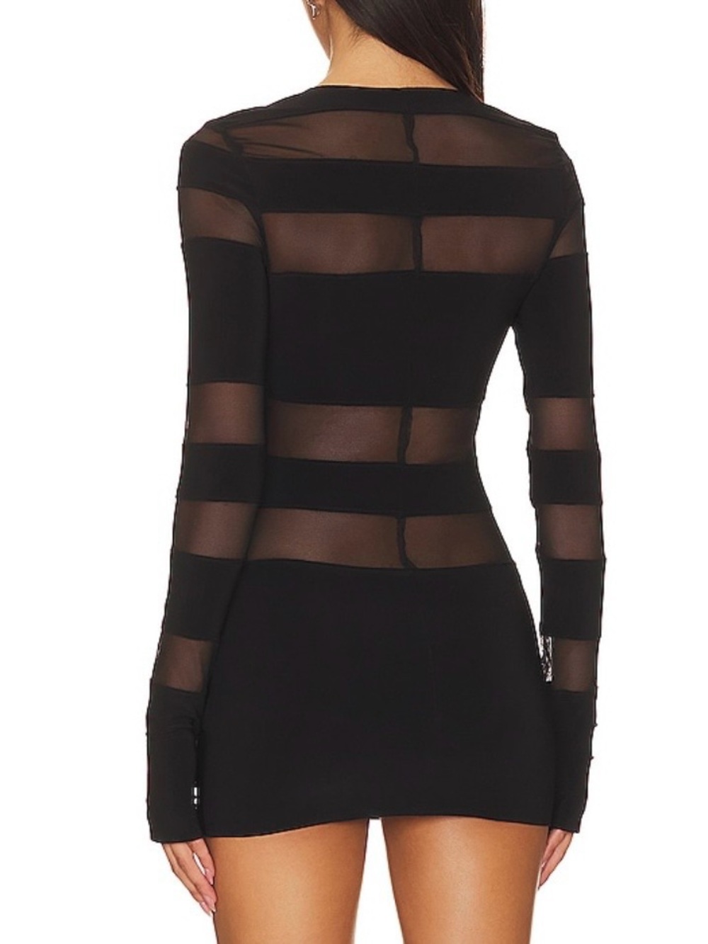 Norma Kamali Spliced Long Sleeve Pickleball Dress Black Mesh Size Medium - Picture 3 of 8